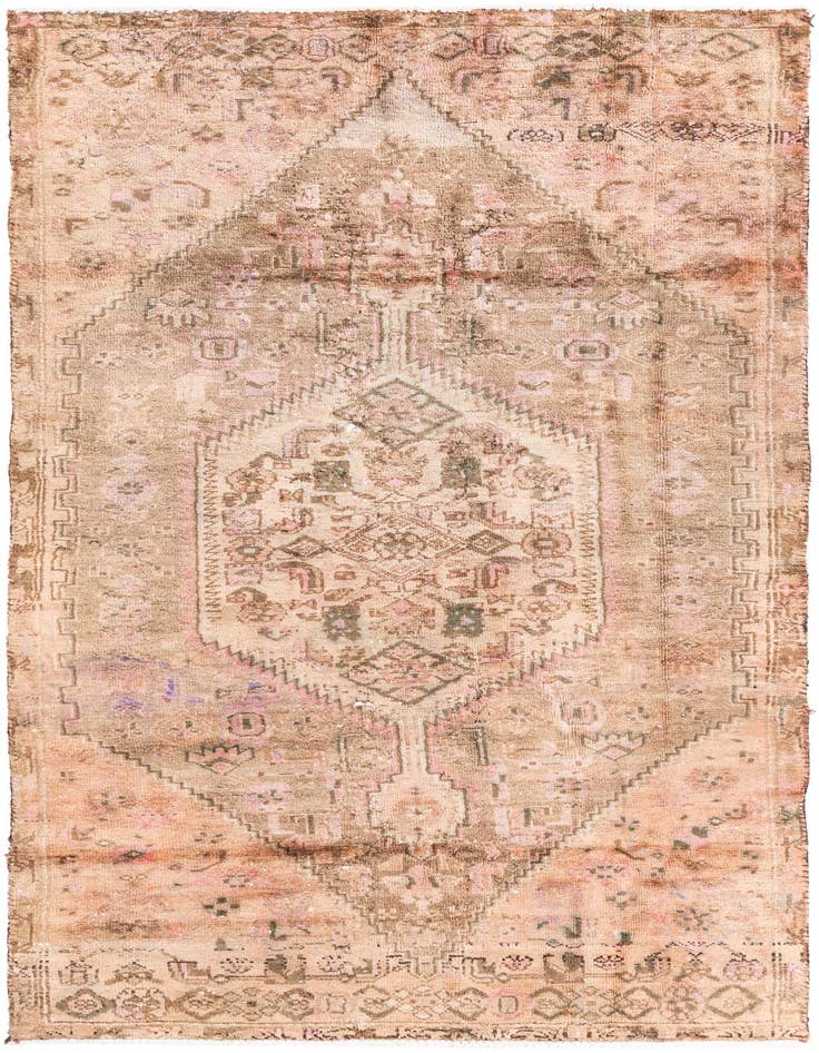 Detail image of 3' 10 x 7' 3 Hand Knotted Ultra Vintage Persian Wool Rug
