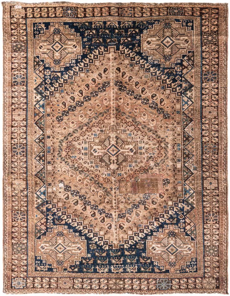 Detail image of 5' 10 x 7' 9 Hand Knotted Ultra Vintage Persian Wool Rug