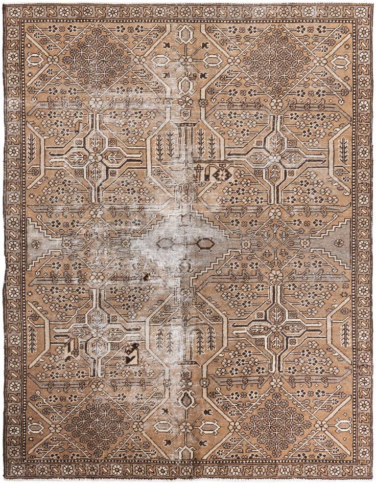 Detail image of 6' 6 x 9' 10 Hand Knotted Ultra Vintage Persian Wool Rug