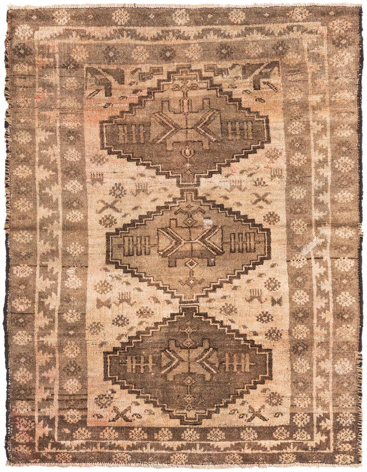 Detail image of 3' 1 x 4' 6 Hand Knotted Ultra Vintage Persian Wool Rug