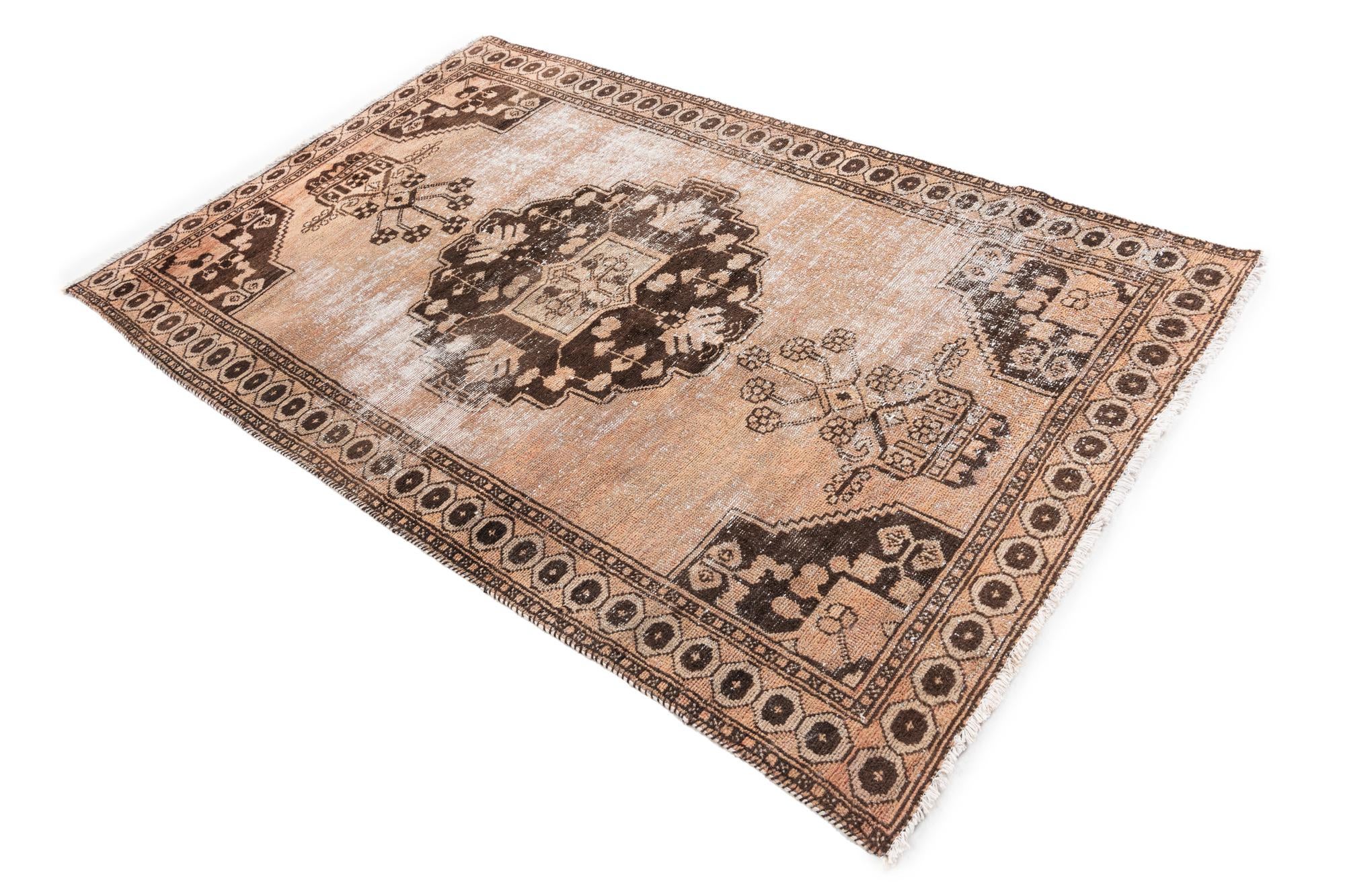4' 2 x 6' 7 Hand Knotted Ultra Vintage Persian Wool Rug