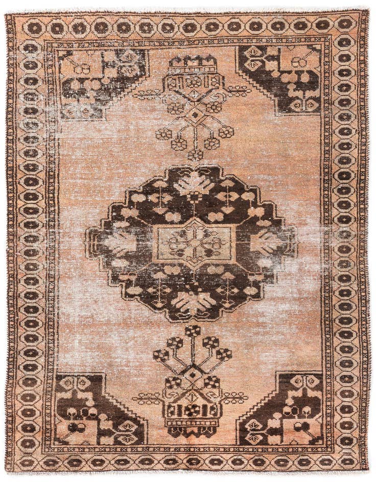 Detail image of 4' 2 x 6' 7 Hand Knotted Ultra Vintage Persian Wool Rug