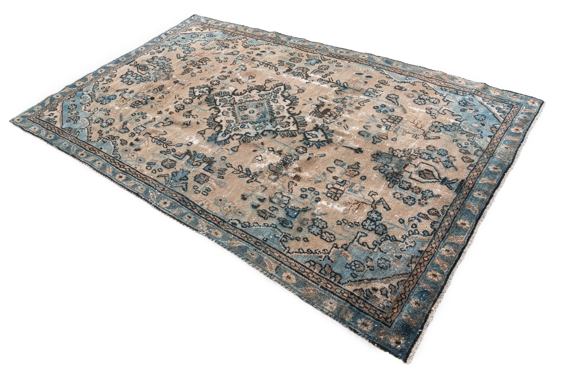 5' 3 x 8' 6 Hand Knotted Ultra Vintage Persian Wool Rug