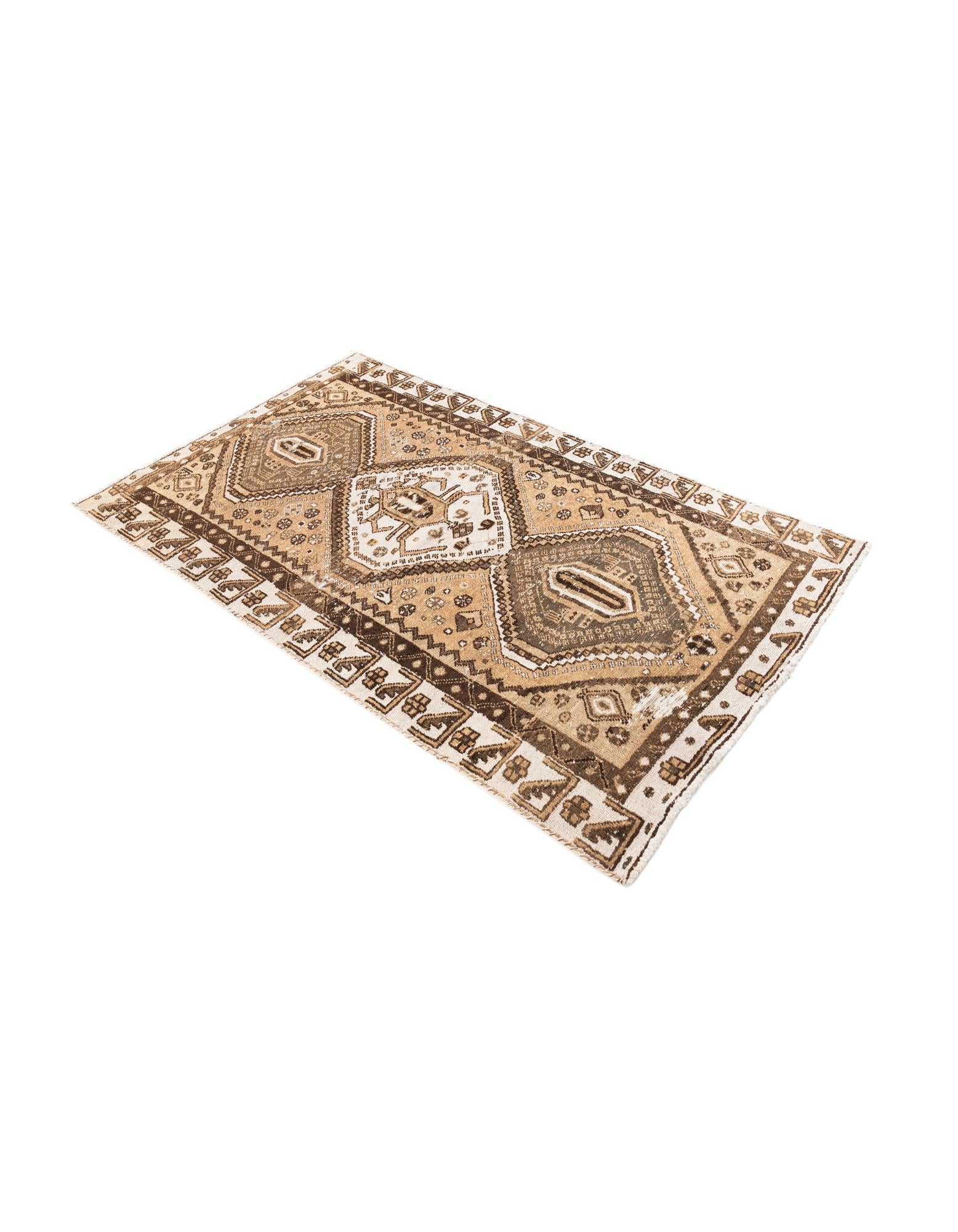 3' 8 x 6' 2 Hand Knotted Ultra Vintage Persian Wool Rug