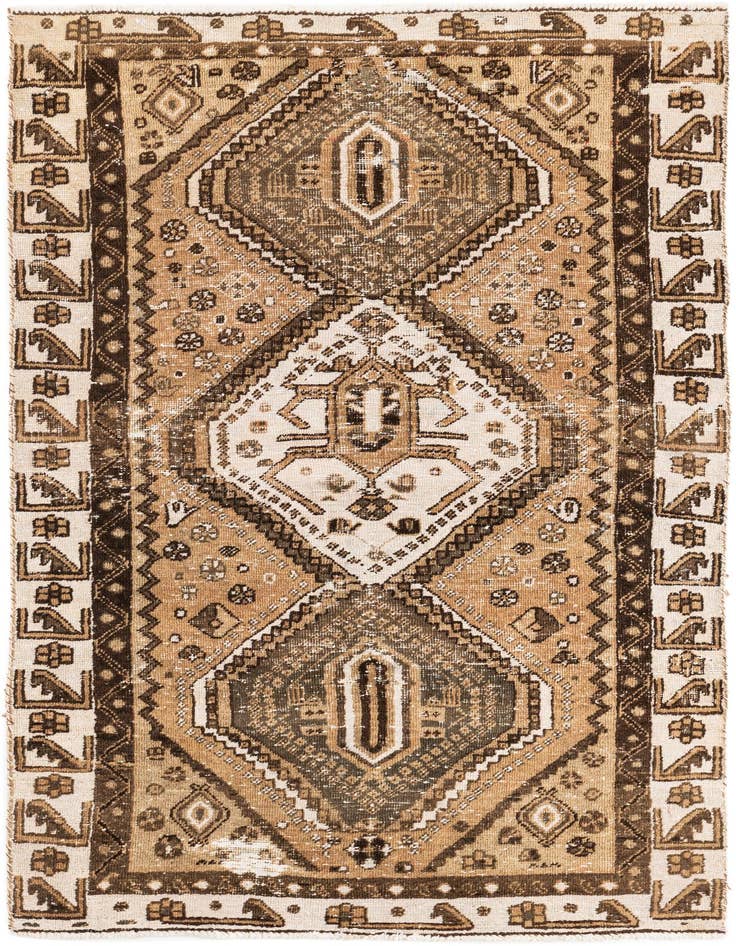 Detail image of 3' 8 x 6' 2 Hand Knotted Ultra Vintage Persian Wool Rug