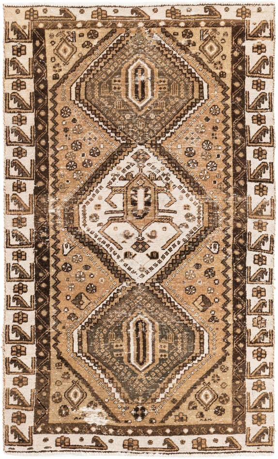 Detail image of 3' 8 x 6' 2 Hand Knotted Ultra Vintage Persian Wool Rug