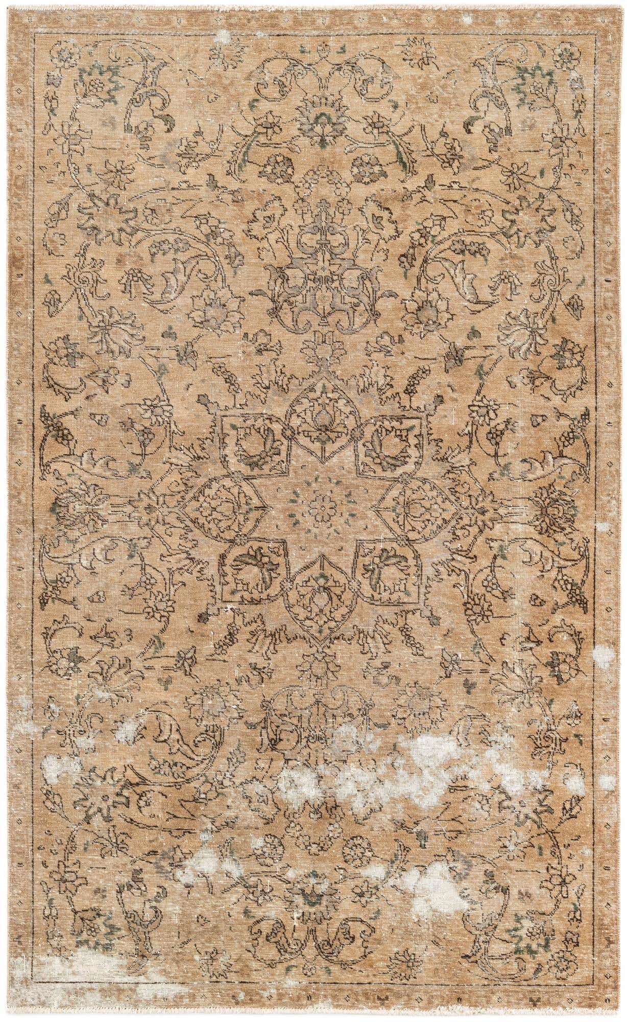 4' 9 x 8' Hand Knotted Ultra Vintage Persian Wool Rug