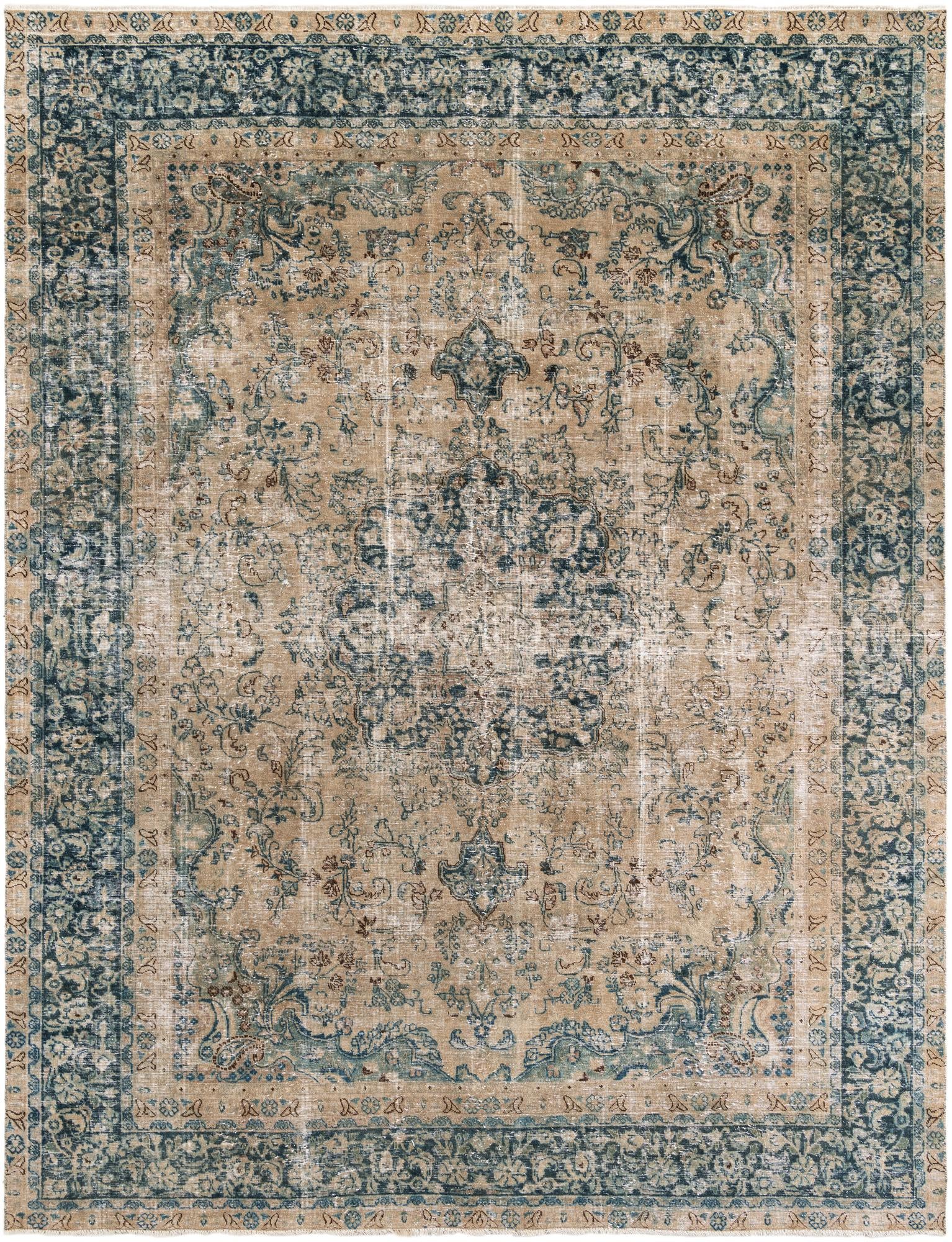 9' 1 x 12' 1 Hand Knotted Ultra Vintage Persian Wool Rug