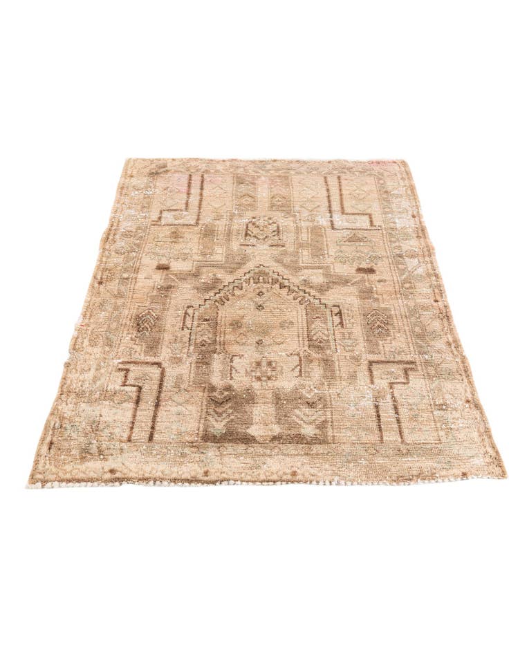 Detail image of 3' 4 x 4' 5  Hand Knotted Ultra Vintage Persian Wool Rug