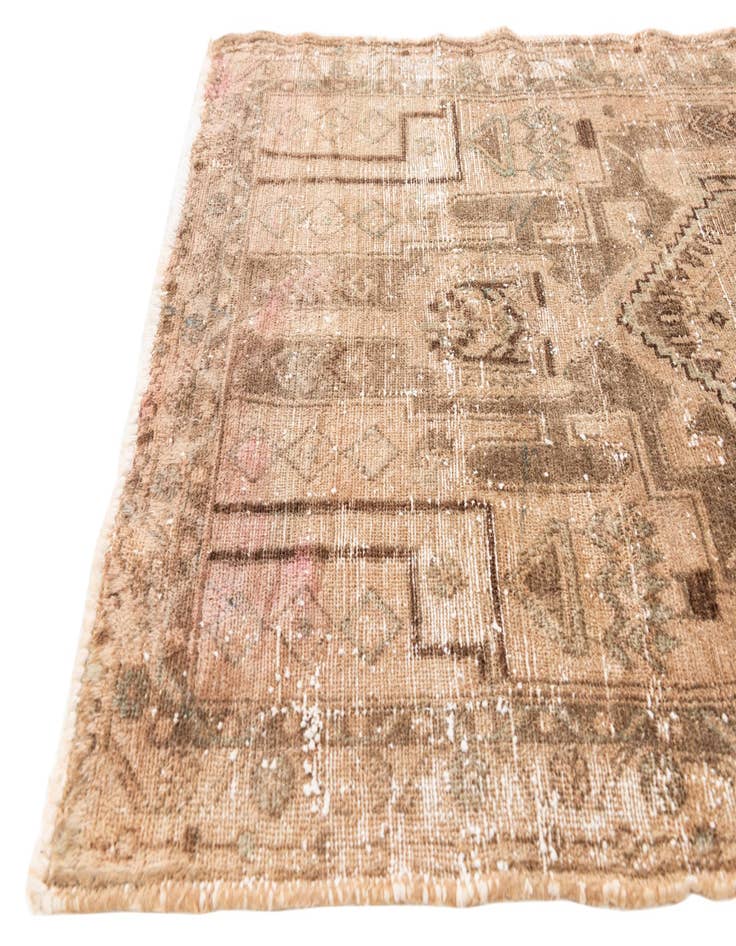 Detail image of 3' 4 x 4' 5  Hand Knotted Ultra Vintage Persian Wool Rug