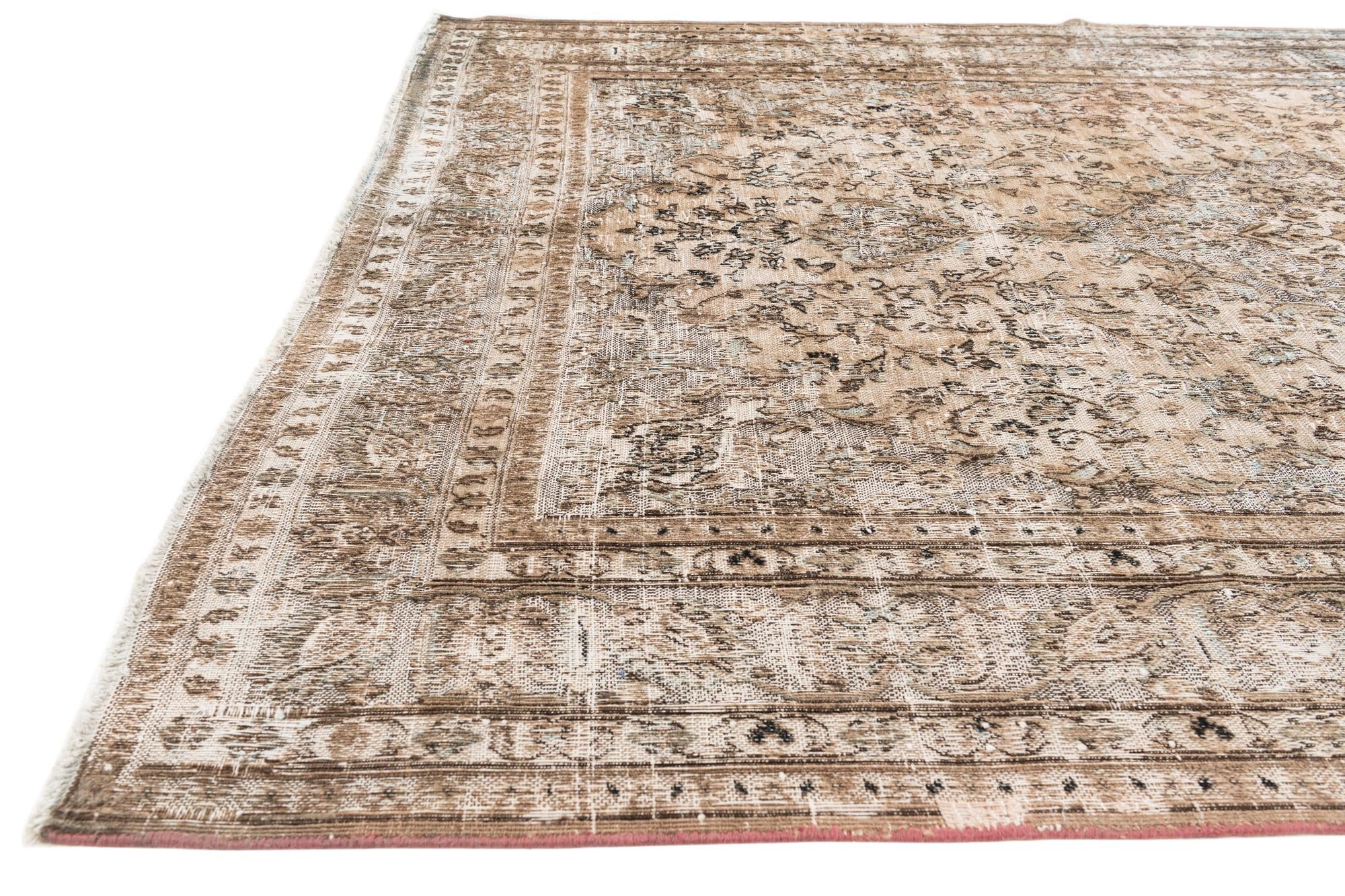 6' 5 x 9' 4 Hand Knotted Ultra Vintage Persian Wool Rug