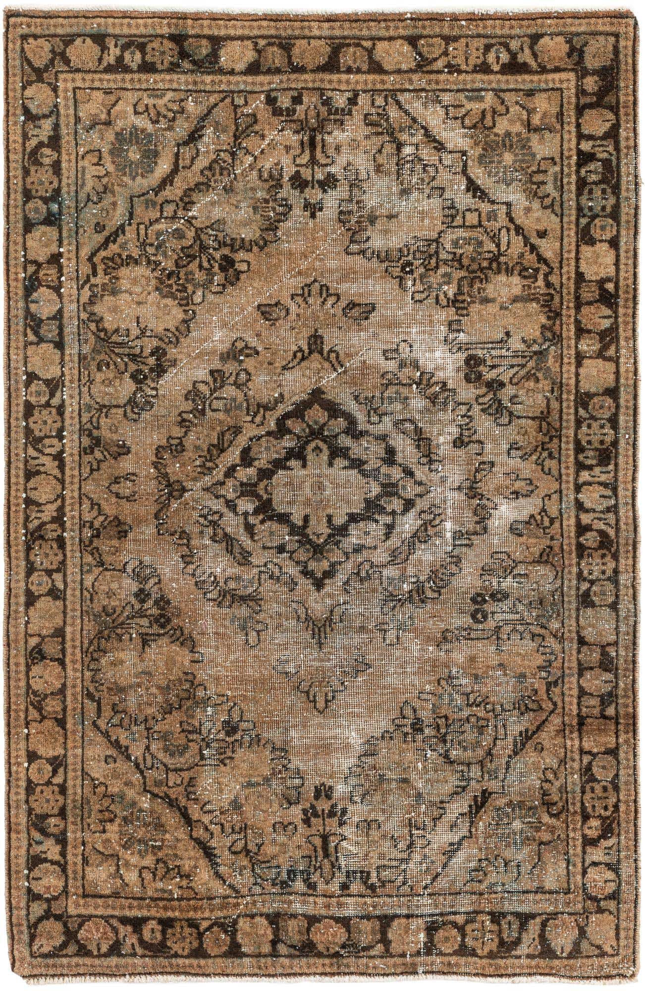 4' 3 x 6' 5 Hand Knotted Ultra Vintage Persian Wool Rug
