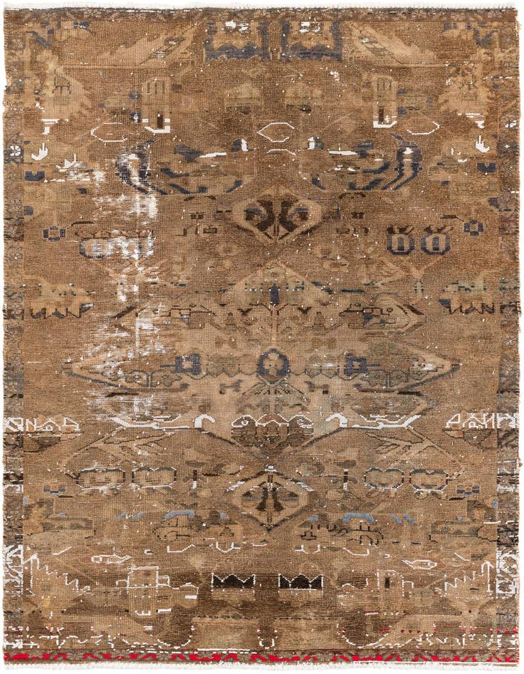 Detail image of 3' 10 x 5' 10 Hand Knotted Ultra Vintage Persian Wool Rug
