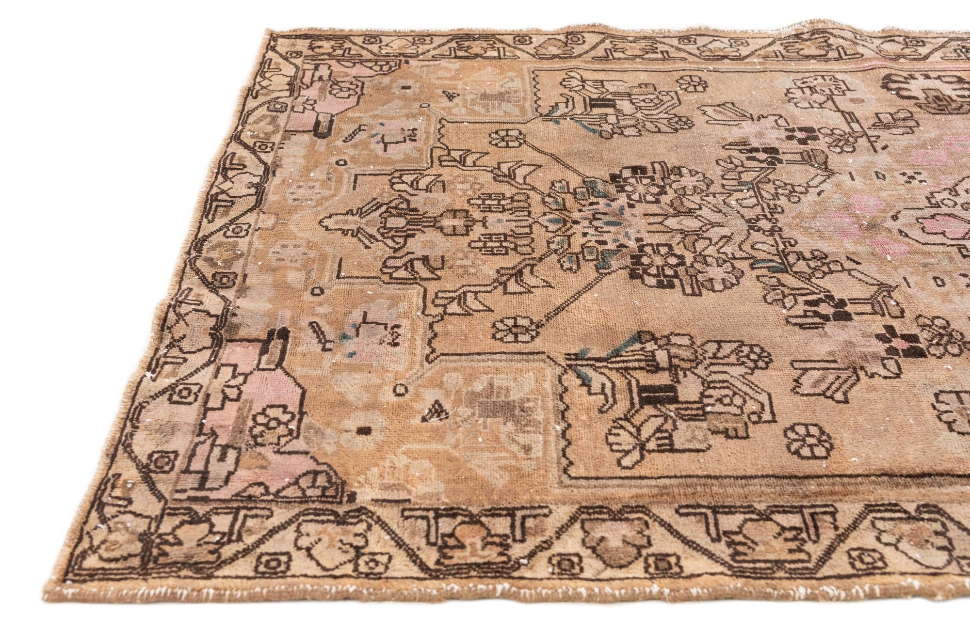 4' 5 x 6' 8 Hand Knotted Ultra Vintage Persian Wool Rug
