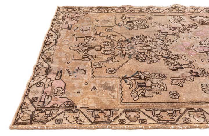 4' 5 x 6' 8 Hand Knotted Ultra Vintage Persian Wool Rug