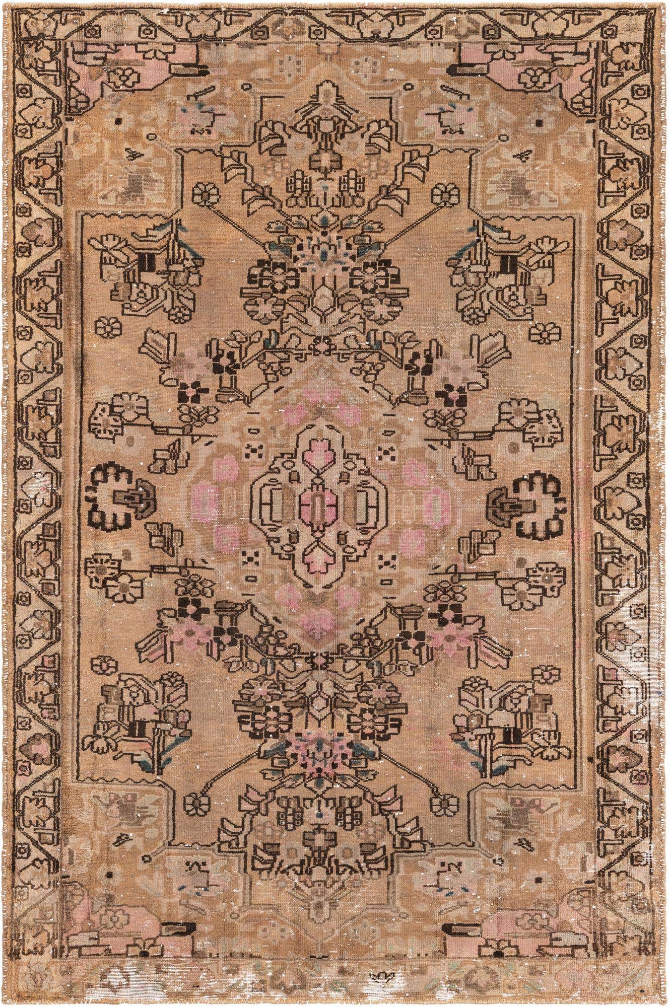 4' 5 x 6' 8 Hand Knotted Ultra Vintage Persian Wool Rug