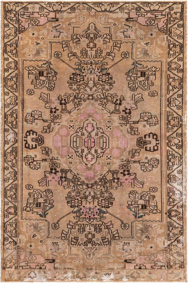 Detail image of 4' 5 x 6' 8 Hand Knotted Ultra Vintage Persian Wool Rug