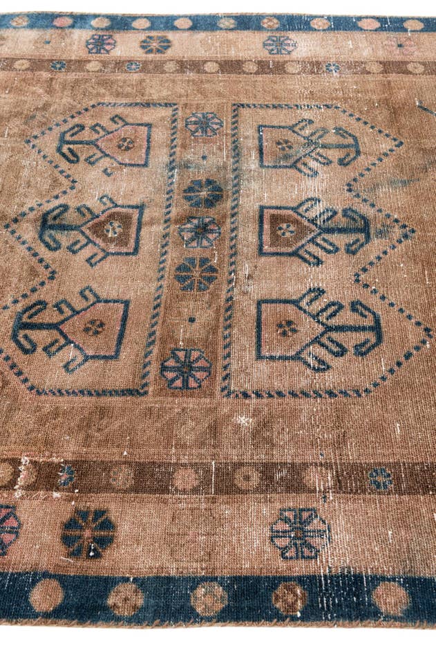 Detail image of 5' 2 x 8' 4 Hand Knotted Ultra Vintage Persian Wool Rug