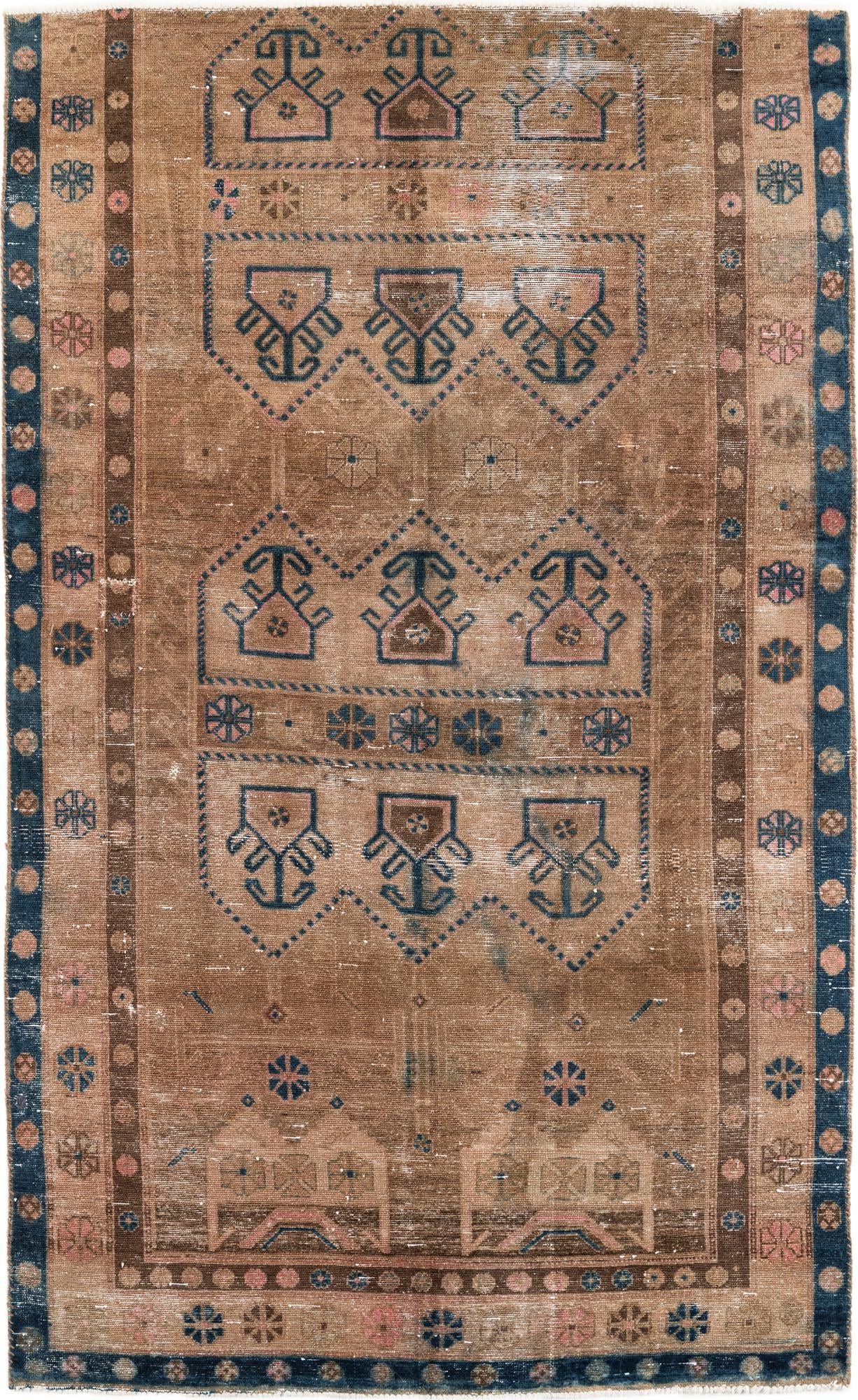 5' 2 x 8' 4 Hand Knotted Ultra Vintage Persian Wool Rug