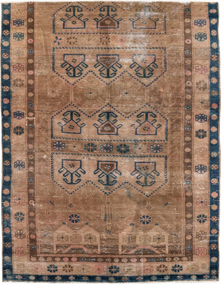 Detail image of 5' 2 x 8' 4 Hand Knotted Ultra Vintage Persian Wool Rug