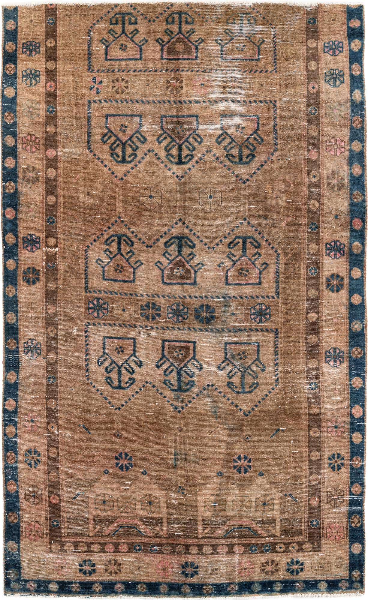 5' 2 x 8' 4 Hand Knotted Ultra Vintage Persian Wool Rug