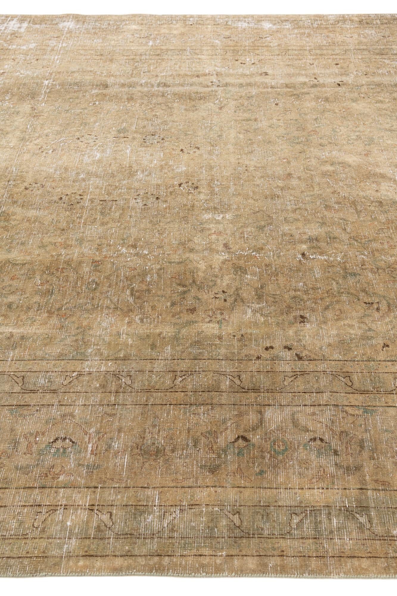 9' 8 x 12' 6 Hand Knotted Ultra Vintage Persian Wool Rug