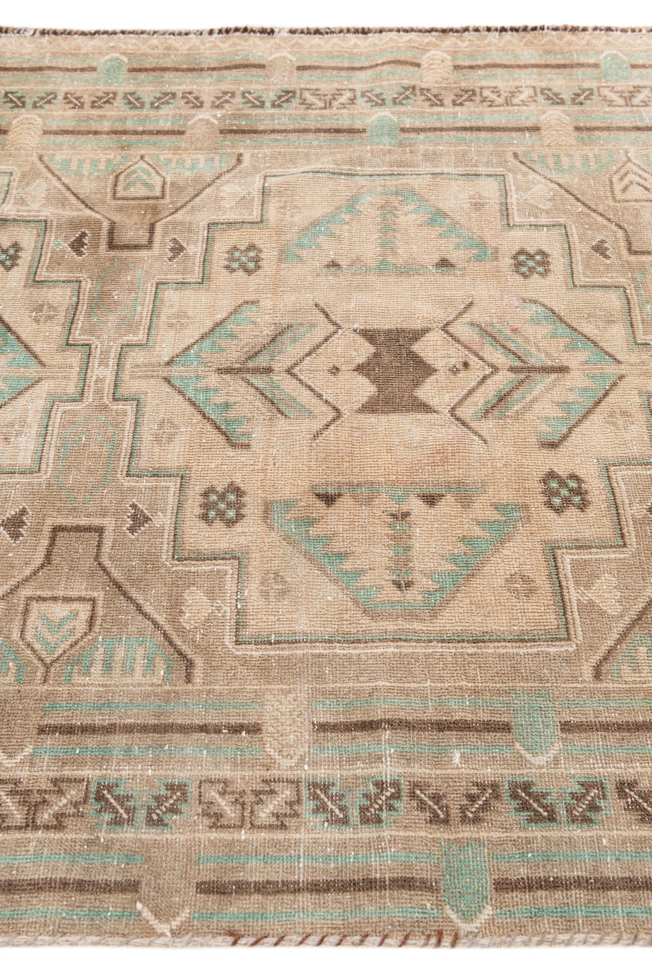 3' 8 x 6' 4 Hand Knotted Ultra Vintage Persian Wool Rug