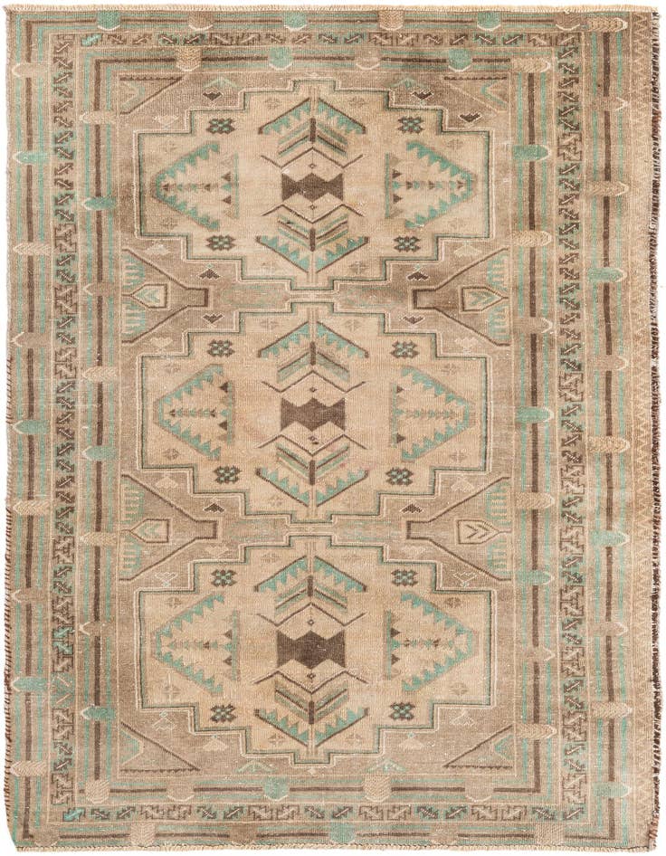 Detail image of 3' 8 x 6' 4 Hand Knotted Ultra Vintage Persian Wool Rug