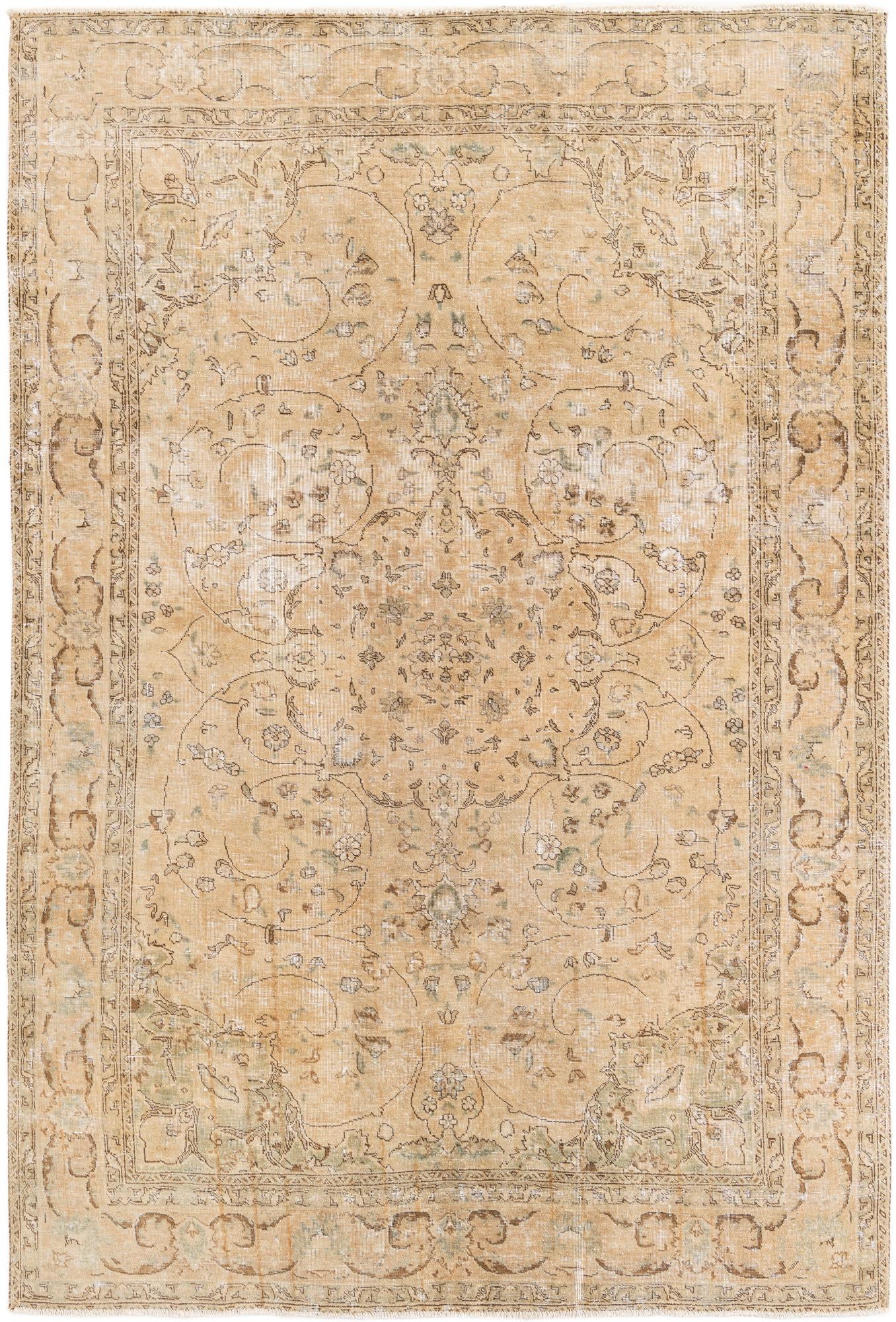6' 6 x 10' Hand Knotted Ultra Vintage Persian Wool Rug