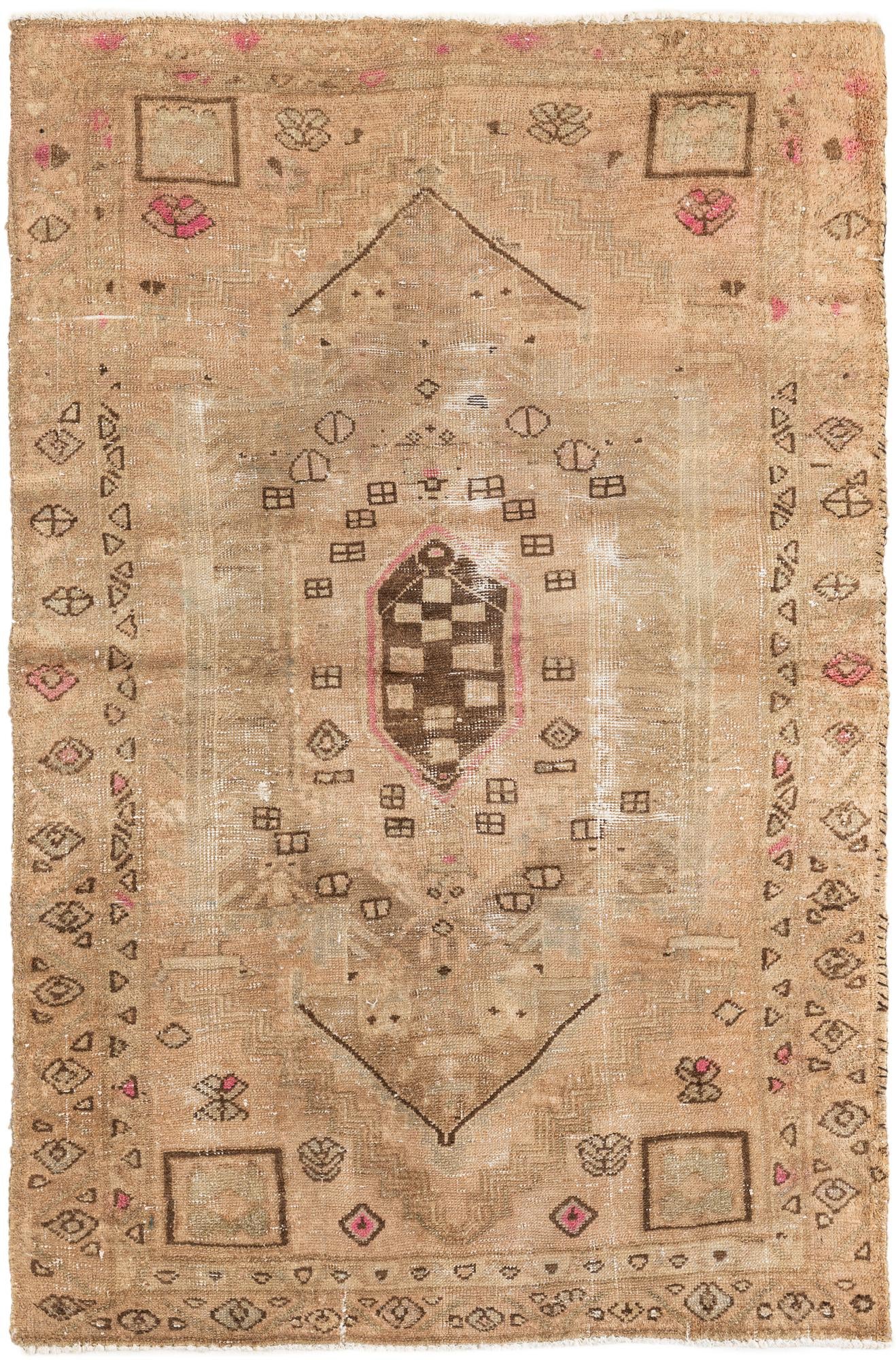 4' x 6' 4 Hand Knotted Ultra Vintage Persian Wool Rug