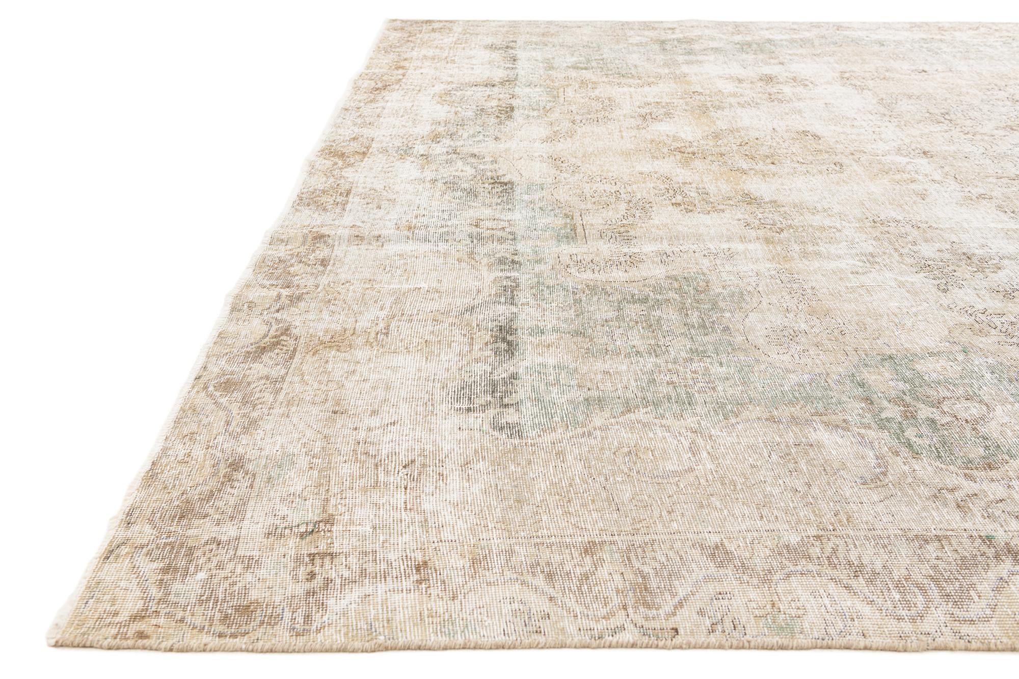 9' 5 x 12' 8 Hand Knotted Ultra Vintage Persian Wool Rug