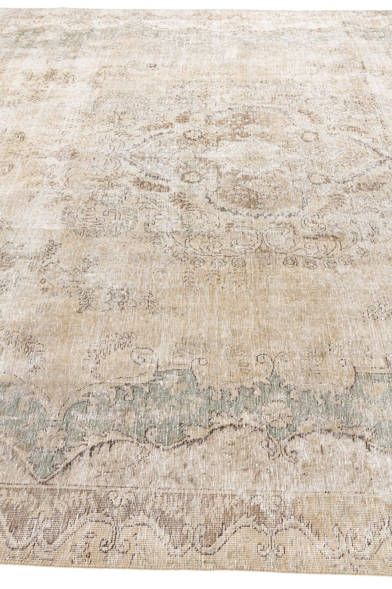 9' 5 x 12' 8 Hand Knotted Ultra Vintage Persian Wool Rug