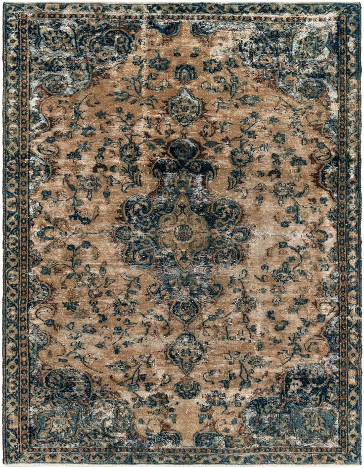 Detail image of 4' 10 x 8' 6 Hand Knotted Ultra Vintage Persian Wool Rug