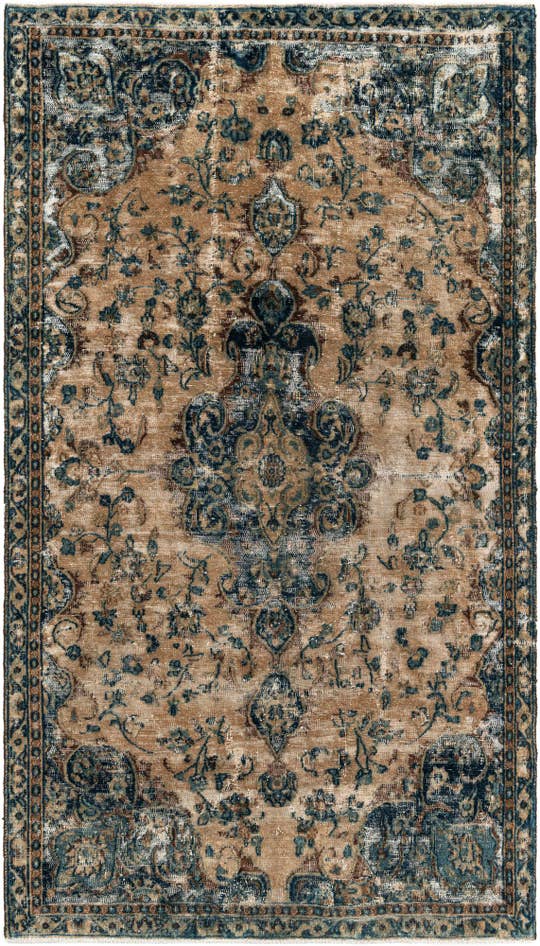 Detail image of 4' 10 x 8' 6 Hand Knotted Ultra Vintage Persian Wool Rug