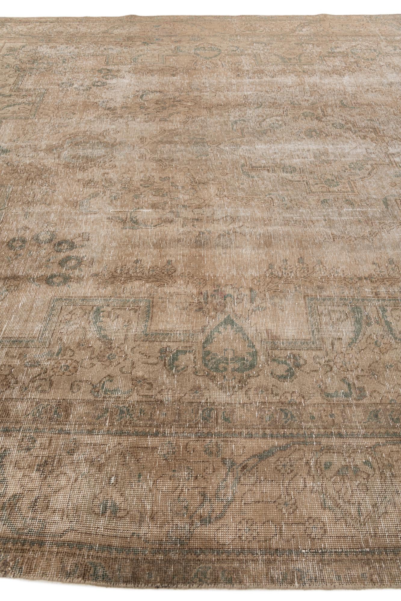 9' 8 x 12' 7 Hand Knotted Ultra Vintage Persian Wool Rug