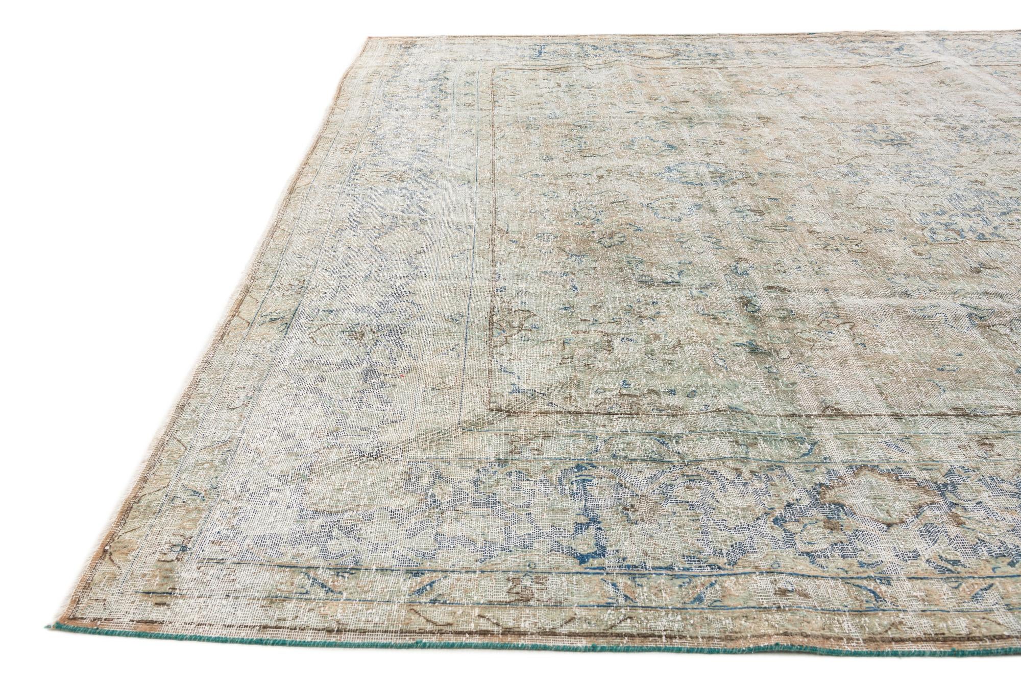 9' 10 x 13' Hand Knotted Ultra Vintage Persian Wool Rug