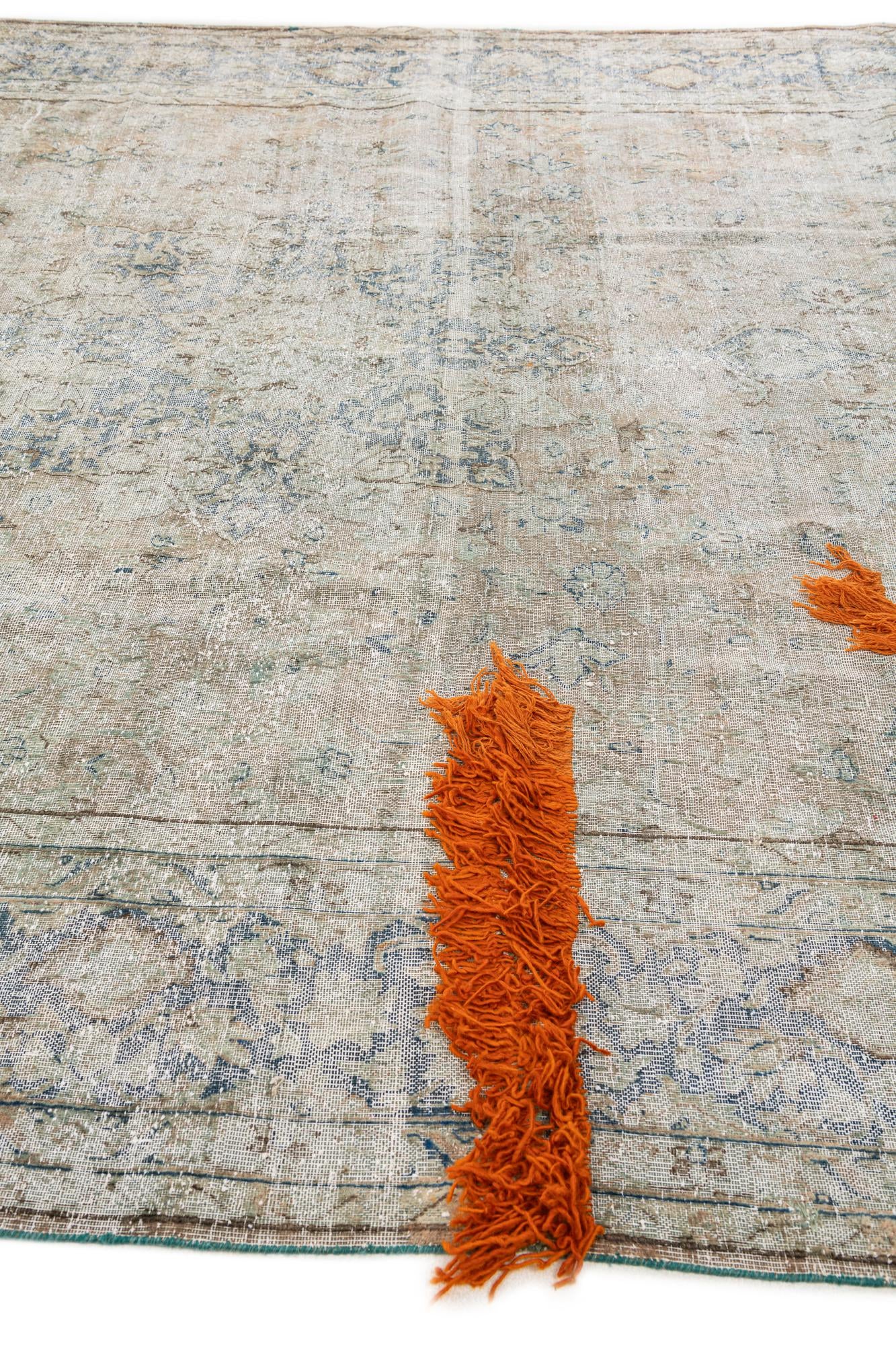9' 10 x 13' Hand Knotted Ultra Vintage Persian Wool Rug