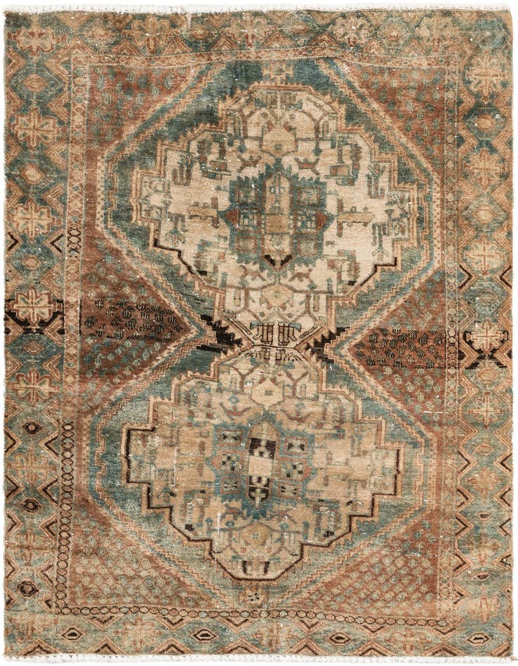 Detail image of 3' 8 x 5' Hand Knotted Ultra Vintage Persian Wool Rug