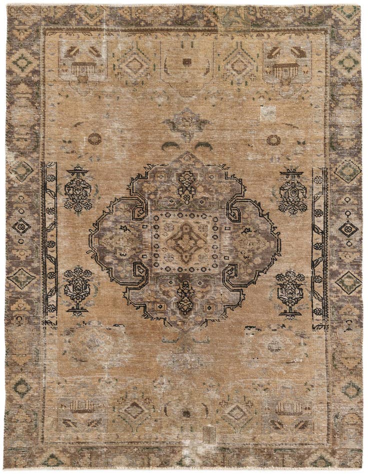 Detail image of 6' x 8' 9 Hand Knotted Ultra Vintage Persian Wool Rug