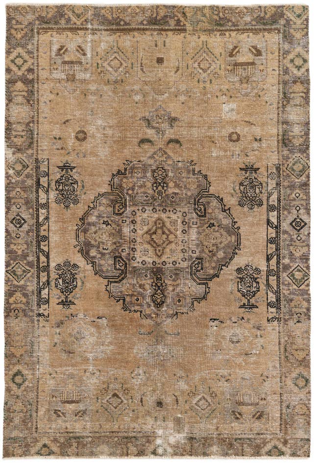 Detail image of 6' x 8' 9 Hand Knotted Ultra Vintage Persian Wool Rug