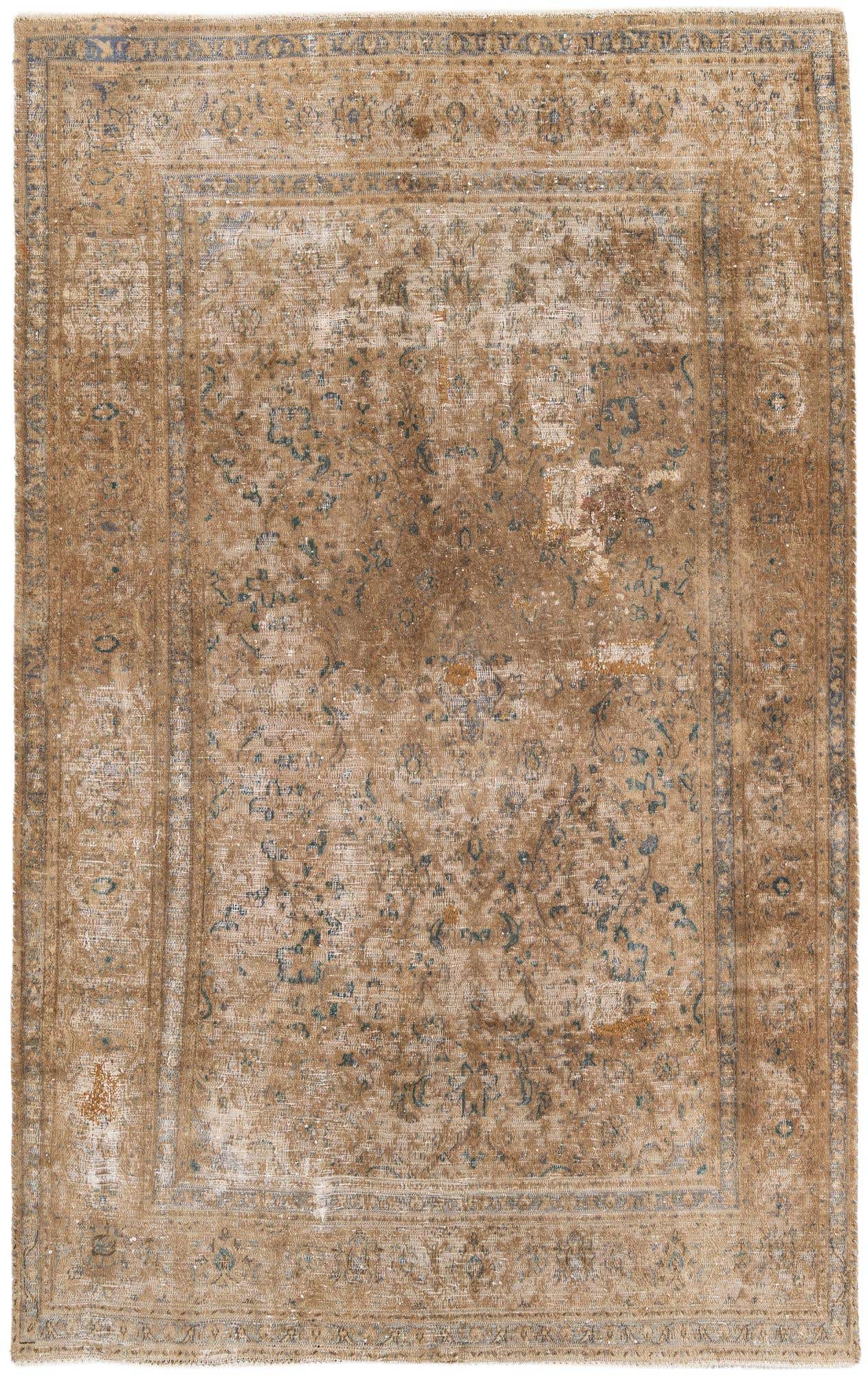 6' x 9' 3 Hand Knotted Ultra Vintage Persian Wool Rug