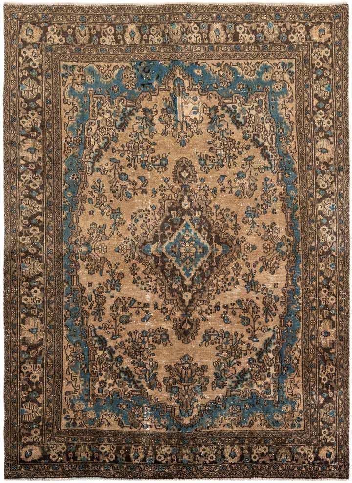 6' 10 x 9' 7 Hand Knotted Ultra Vintage Persian Wool Rug
