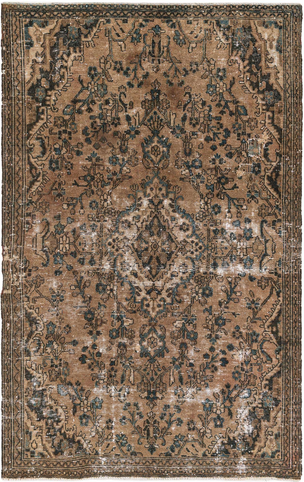 5' 7 x 8' 10 Hand Knotted Ultra Vintage Persian Wool Rug