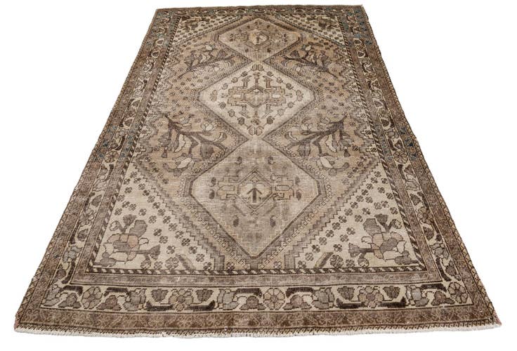 Detail image of 4' 8 x 7' Hand Knotted Ultra Vintage Persian Wool Rug