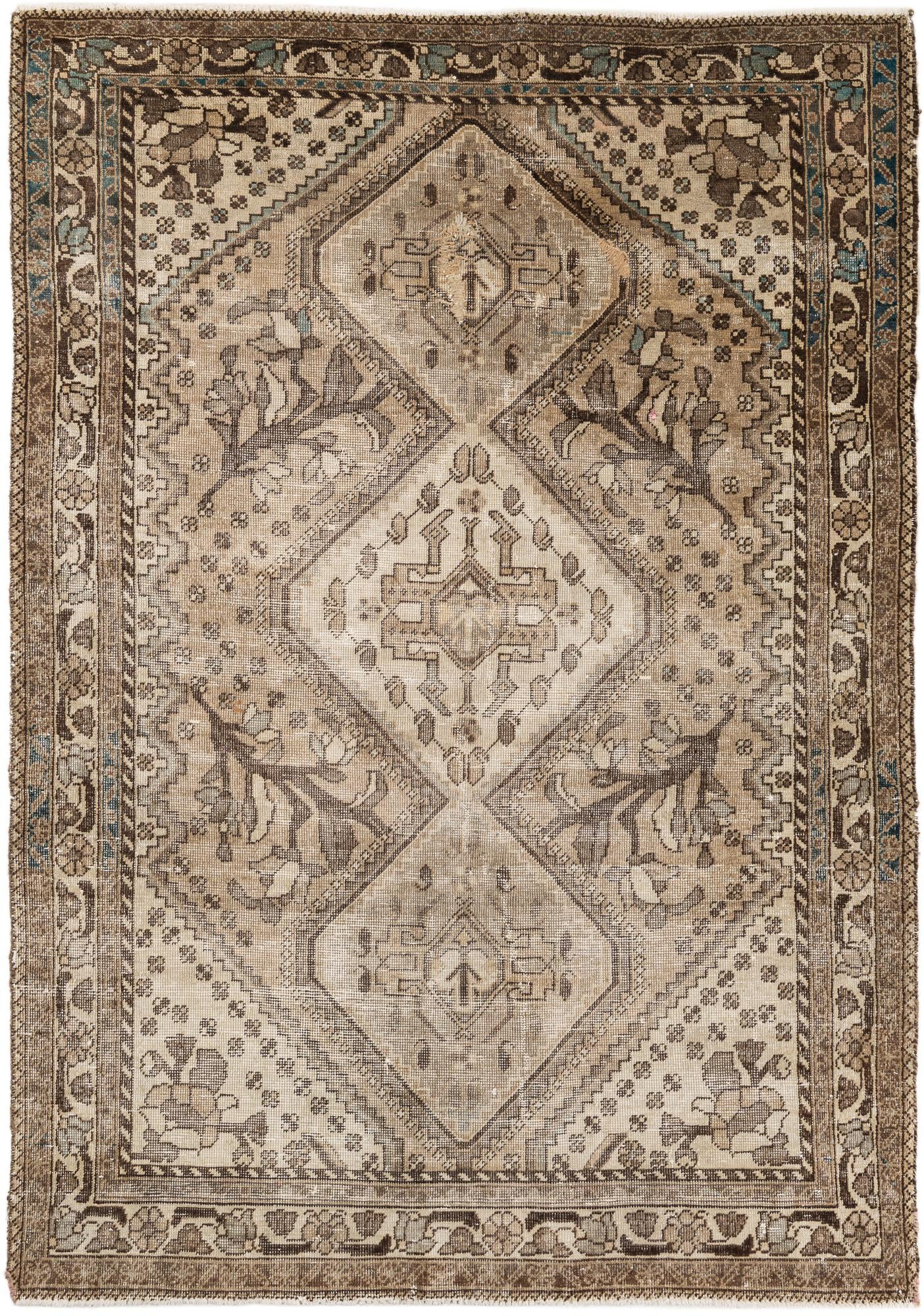 4' 8 x 7' Hand Knotted Ultra Vintage Persian Wool Rug