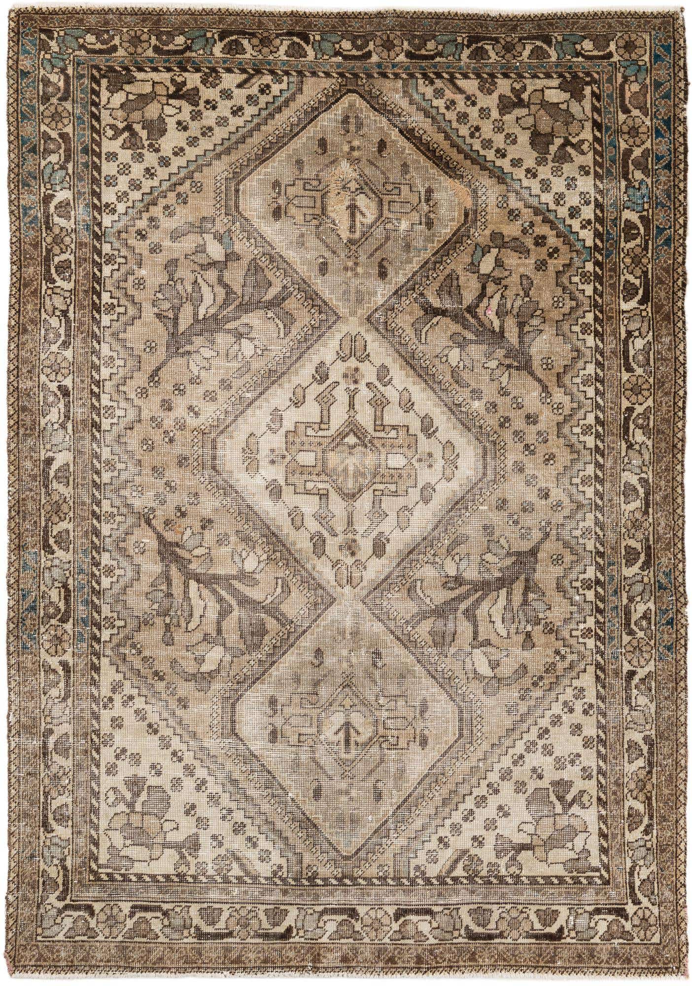 4' 8 x 7' Hand Knotted Ultra Vintage Persian Wool Rug