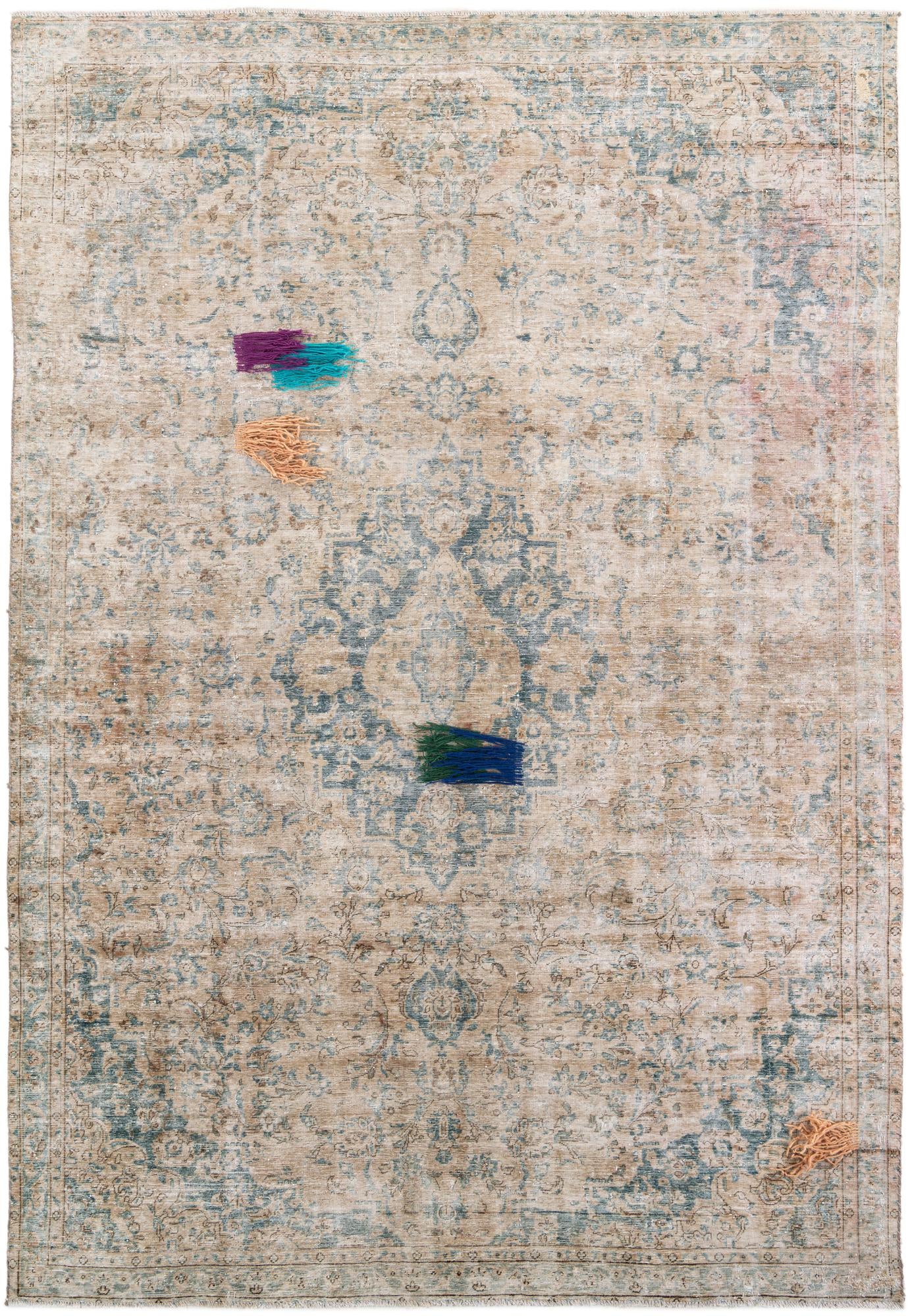 7' 1 x 10' 4 Hand Knotted Ultra Vintage Persian Wool Rug