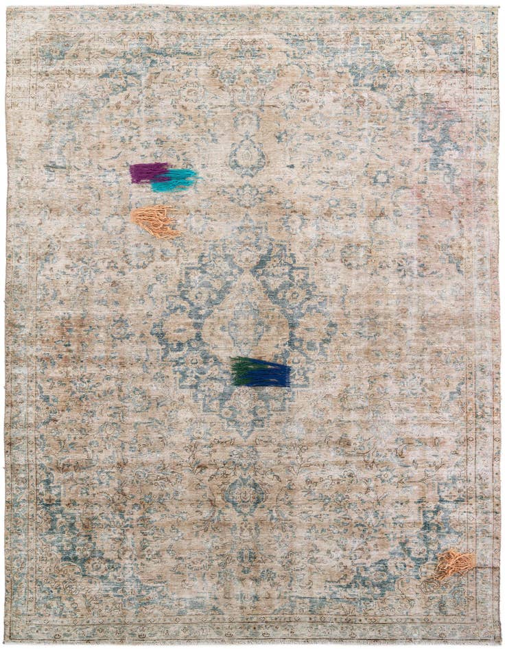 Detail image of 7' 1 x 10' 4 Hand Knotted Ultra Vintage Persian Wool Rug