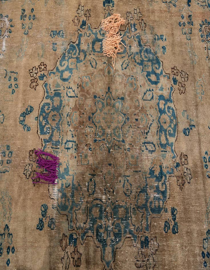 Detail image of 6' 1 x 9' 2  Hand Knotted Ultra Vintage Persian Wool Rug