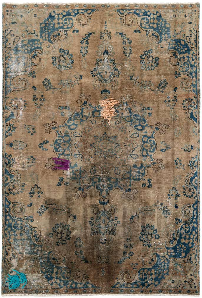 6' 1 x 9' 2 Hand Knotted Ultra Vintage Persian Wool Rug